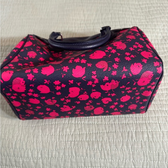 EUC-COACH Floral Mini Bennet Satchel Coated Cavas F55466 Handbag Pink Navy - Picture 11 of 16